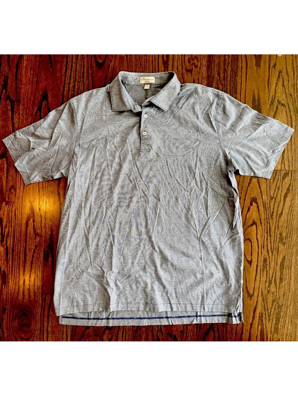 Peter Millar Crown Ease Polo Shirt Mens XL Blue Micro Stripe 100% Cotton Golf